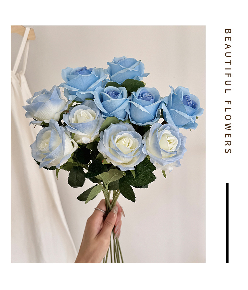 Artificial rose bouquets, single artificial flowers, home living room dining table ornaments, wedding hall flower arrangements, decorative flowers pic 13