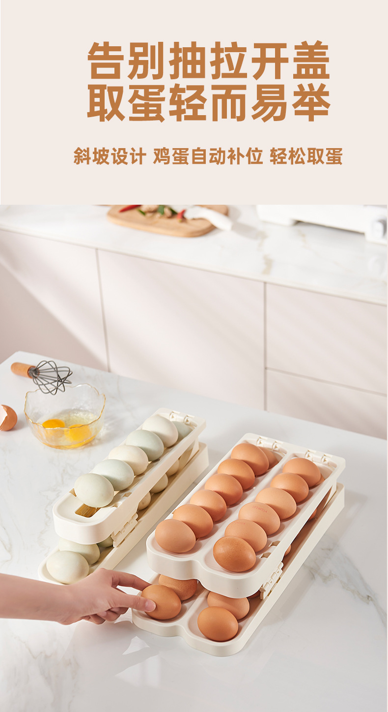 Folding rolling egg rack, refrigerator side door storage, egg tray, kitchen organization, safe storage wonder, egg compartment pic 9