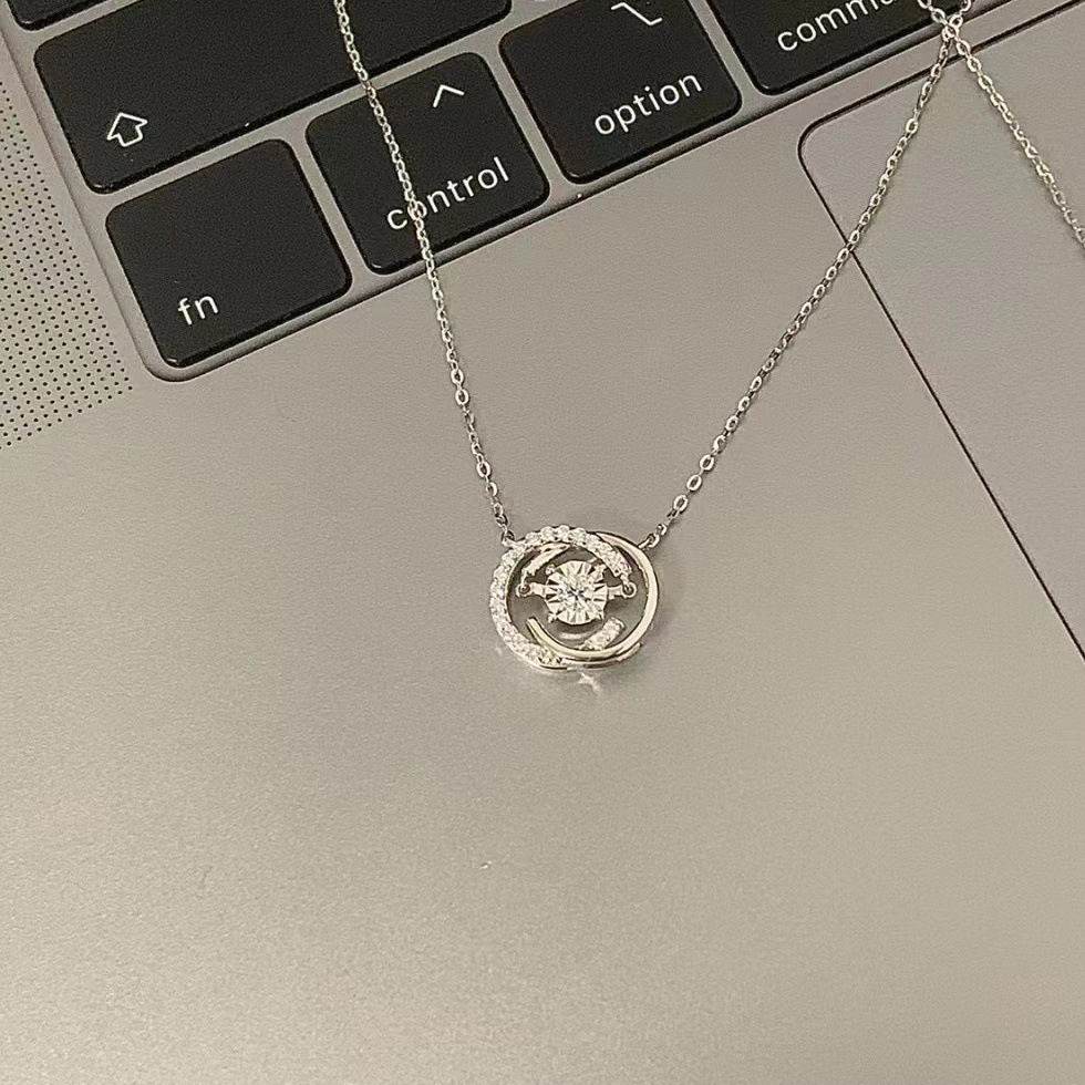 S925纯银项链女款 灵动双C设计 闪钻吊坠 轻奢小众气质 高级感情人节礼物 专送女友吊坠详情6