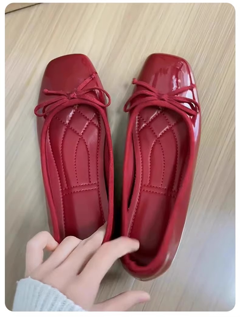 小个子蝴蝶结红色漆皮单鞋女鞋子2025年春秋新款内增高芭蕾舞婚鞋详情14