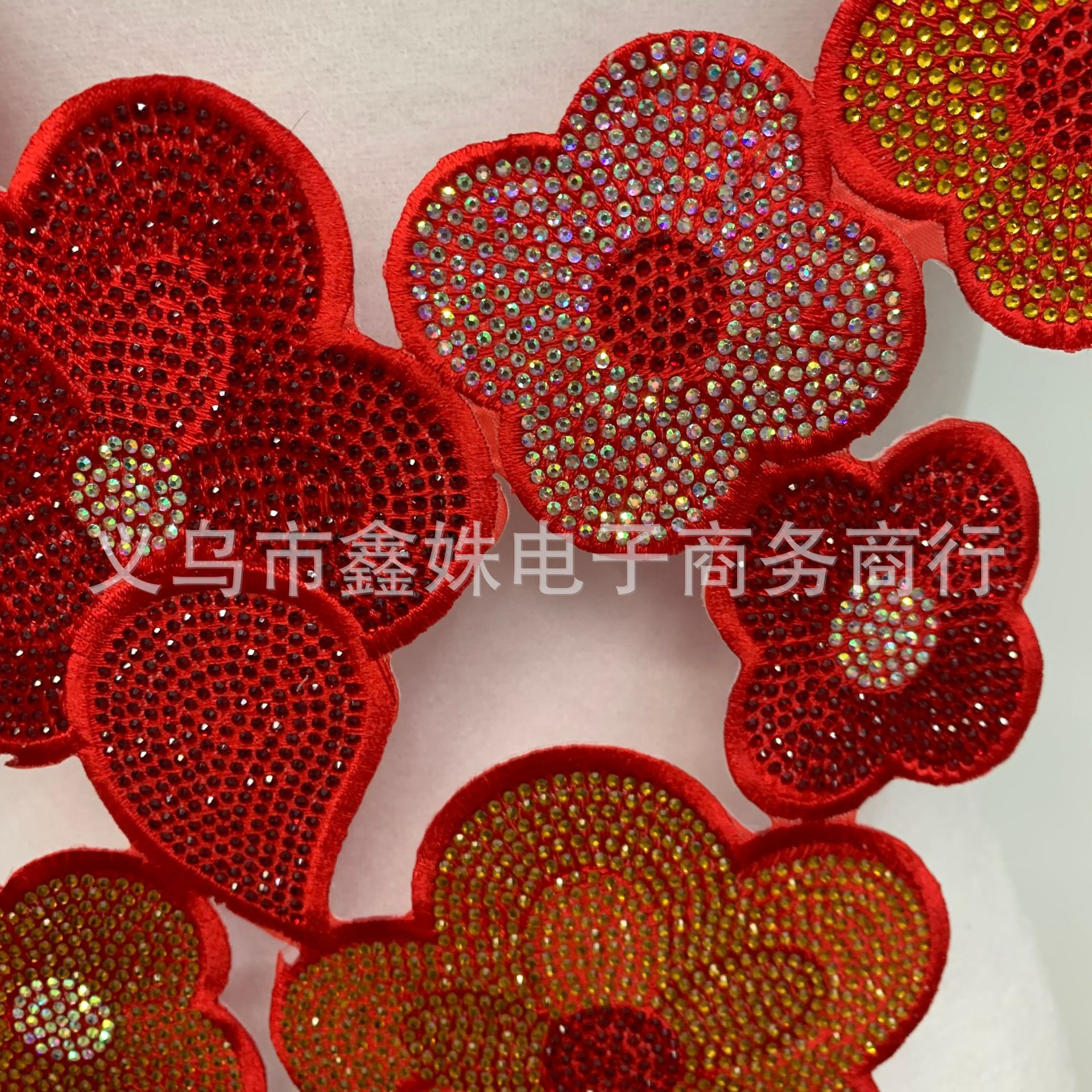 Multi-color adhesive full diamond collar flowers, multi-color large embroidered fabric stickers for stage costumes, opera and animation accessories pic 3