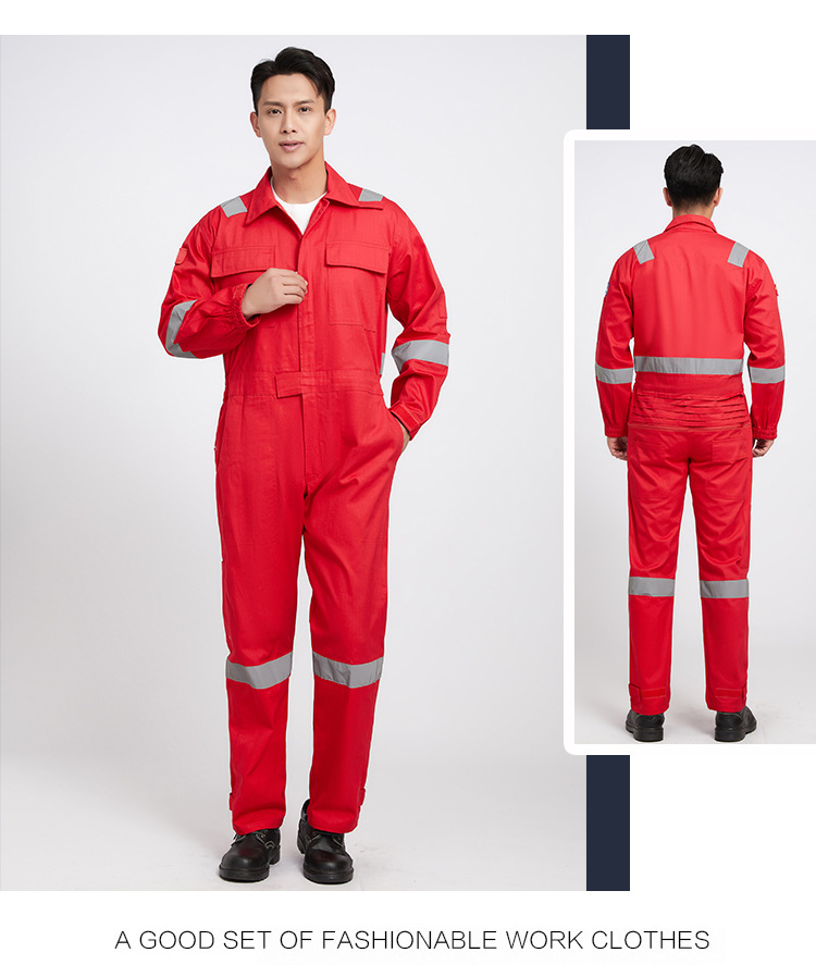 Wholesale pure cotton one-piece work clothes, reflective crew work clothes, labor protection clothes, long-sleeved spring and autumn all-cotton anti-static one-piece clothes pic 13