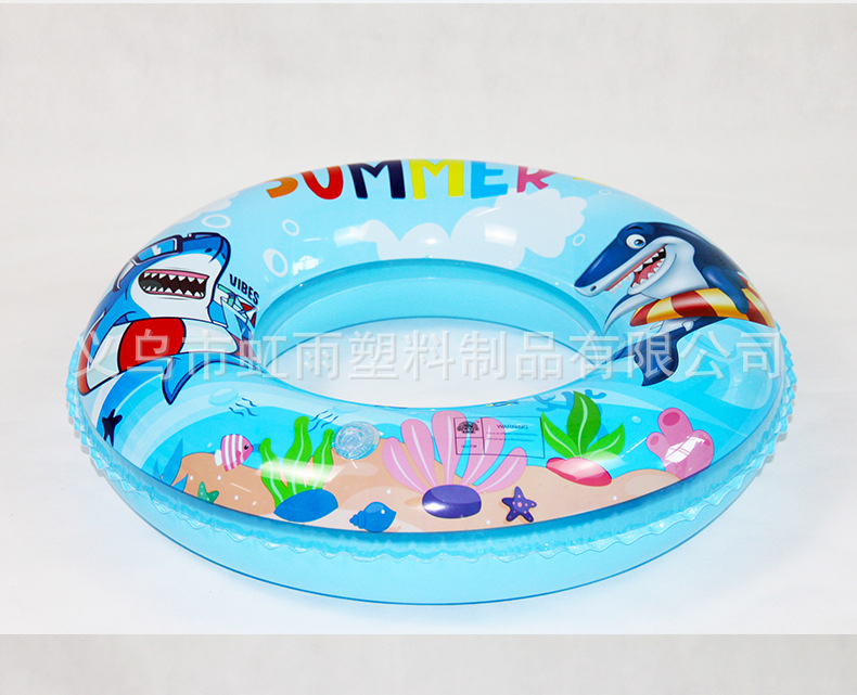 虹雨新款儿童小鲨鱼游泳圈批发可爱卡通大白鲨腋下圈加厚充气泳圈详情11