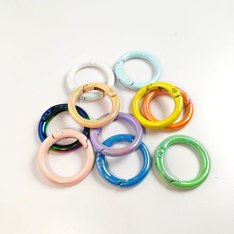 UV electroplated colored spring buckle, ab color Marbe spring coil, diy jewelry accessory, alloy circular connection keychain pic 5