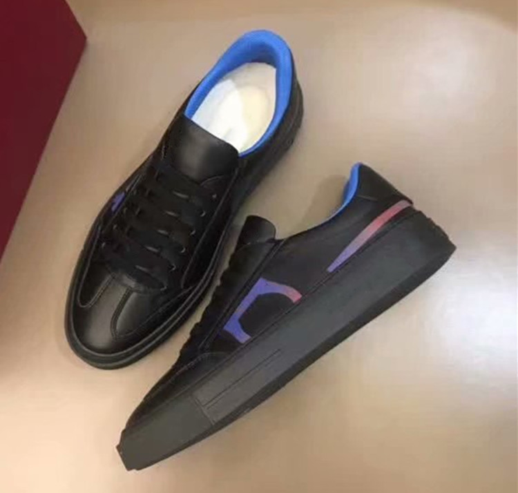 真皮男板鞋欧洲站拼色系带小白鞋平底牛皮防臭黑色时尚休闲单鞋潮详情27