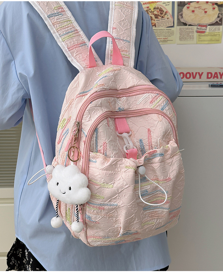 跨境风潮高颜值书包女小学生初高中生小众设计感简约百搭双肩背包详情10