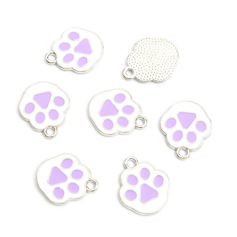 猫爪狗脚印滴油合金挂件脚丫DIY饰品配件手链项链耳环钥匙扣吊坠详情10