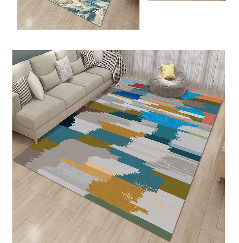 Cross-border consignment of washed carpets, indoor radiant abstract square floor MATS, printed coffee tables, living room and bedroom floor MATS pic 19