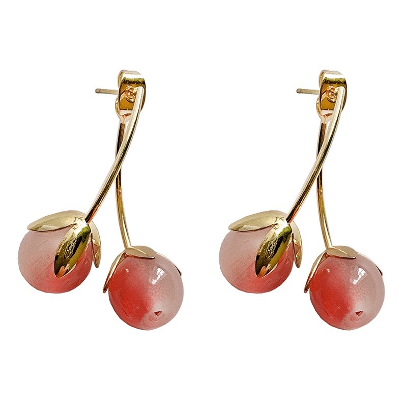 【桃夭】粉色番茄耳坠小众设计高级感耳环灵动可爱蚊香盘耳夹详情13