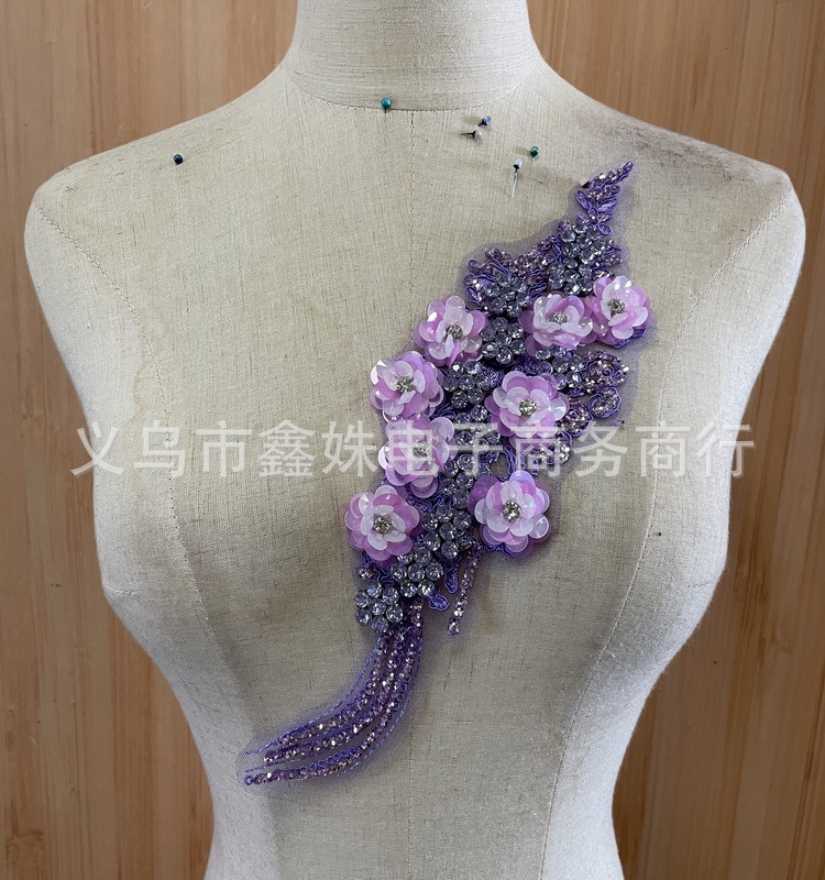 批发手工DIY时尚水钻小花组合粘花服装辅料详情8