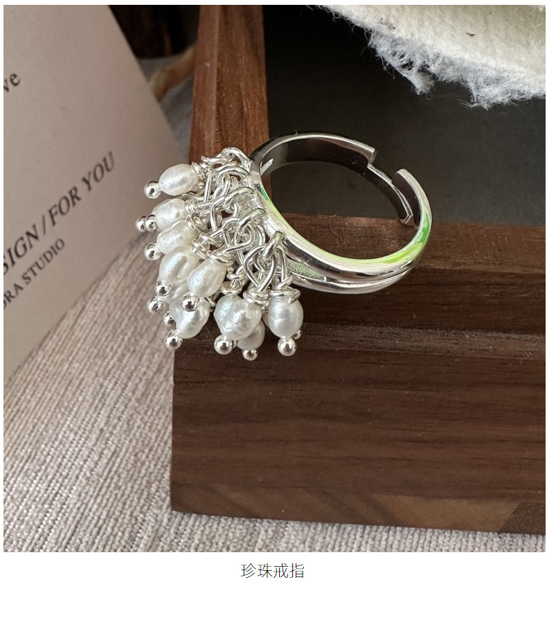 S925纯银韩版小众设计感复古简约时尚珠珠戒指原创设计感个性指环详情1