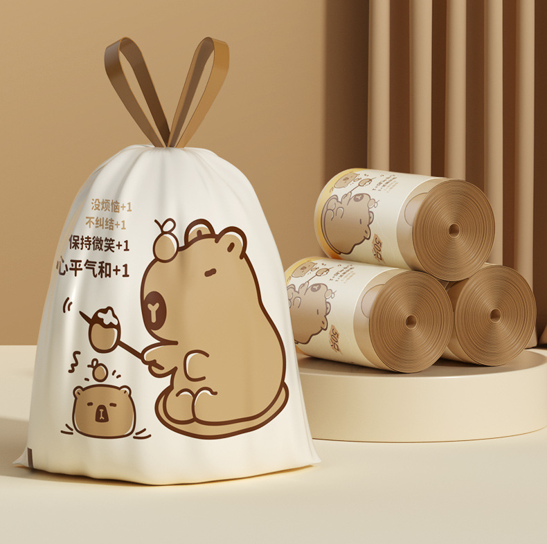 欧凯斯卡通免撕抽绳垃圾袋加厚不易破手提家用厨房不脏手垃圾袋详情22