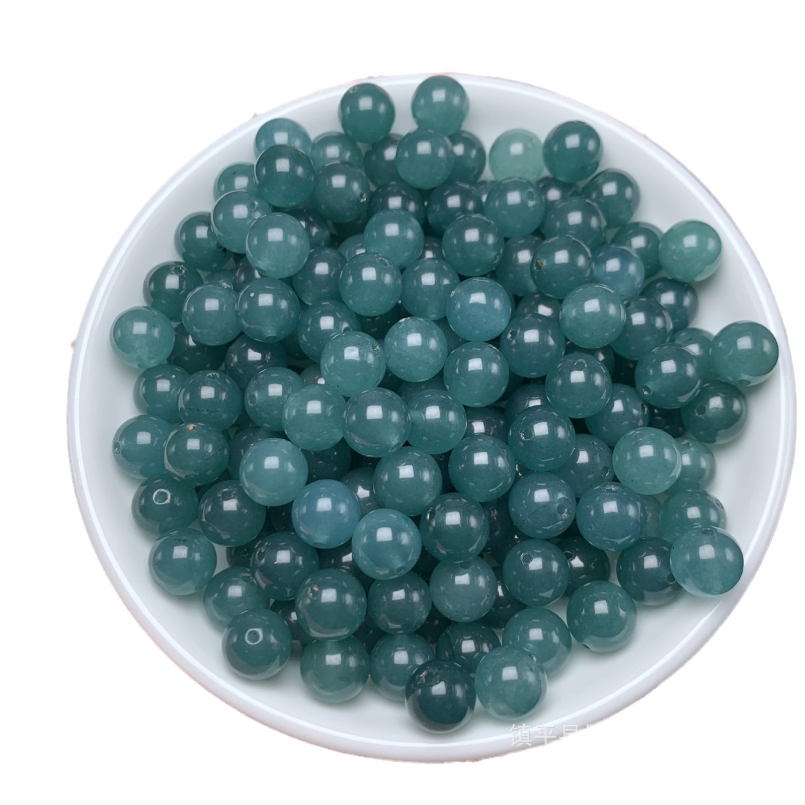 高冰翡翠蓝水色8mm圆珠批发 diy玉石饰品手链项链散珠玉珠手串详情5