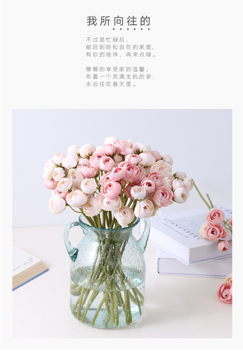 迷你仿真露莲花束小茶玫瑰家居装饰人造花新娘手捧绢花多头小玫瑰宠物园艺花盆容器详情14