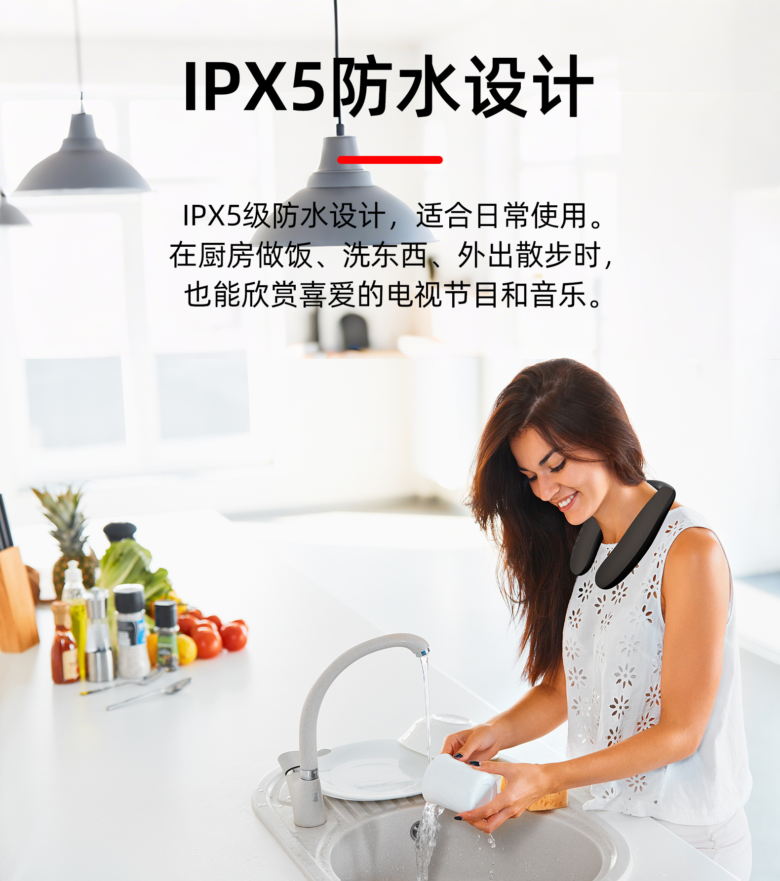 New neck-hanging wireless Bluetooth speaker, fabric waterproof portable wearable subwoofer neck speaker pic 14
