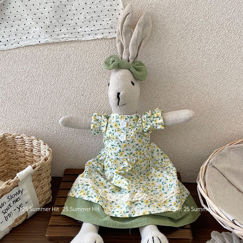 新款韩系碎花裙兔兔玩偶手工布艺长耳兔摆件礼物儿童安抚玩具饰品详情10