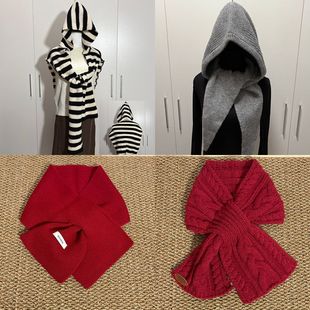 新款圈圈纱仿羊绒格子围巾女秋冬韩系氛围感加厚保暖围脖披肩批发详情15