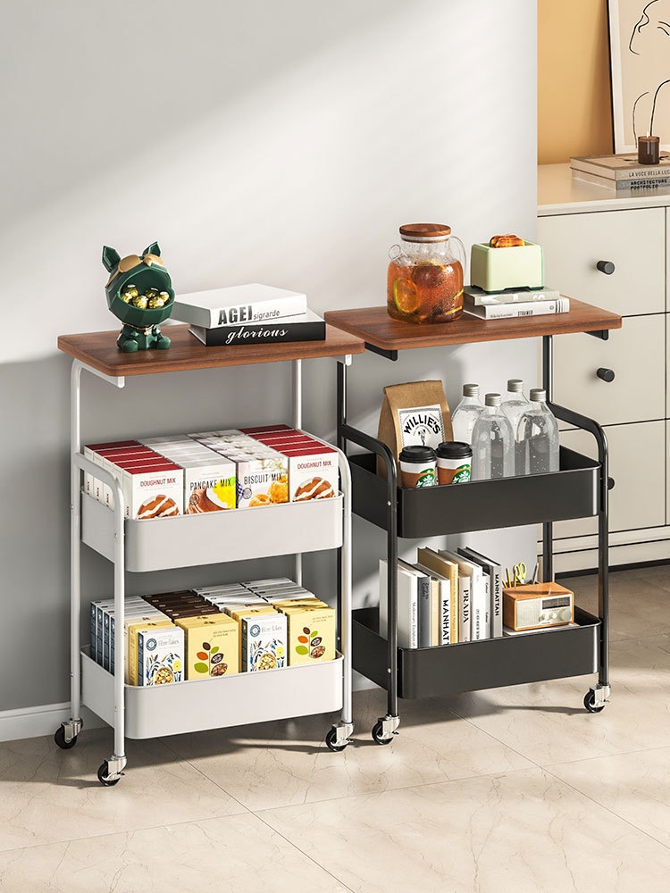 厨房置物架多层桌面可移动办公室收纳小推车带桌板卧室铁艺零食架详情6