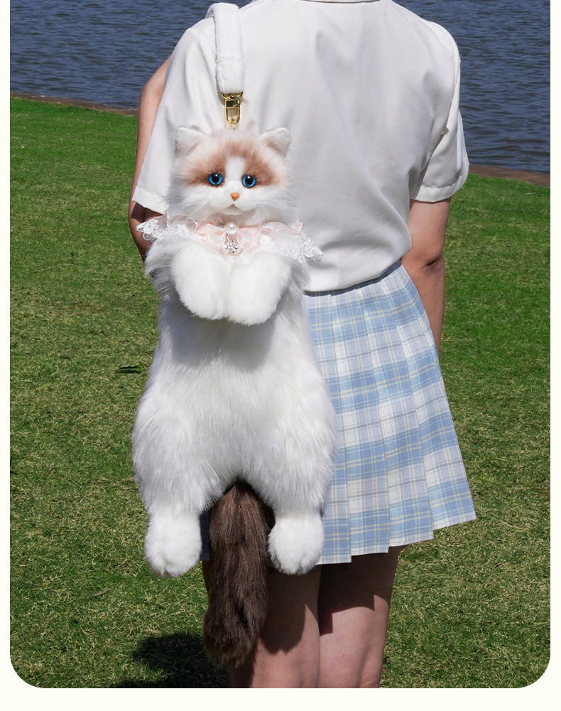 布偶猫咪背包仿真双肩包包玩偶公仔毛绒玩具生日礼物批发三花猫详情6