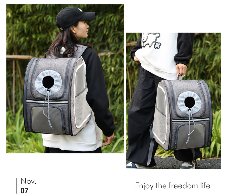 Pet bag for aviation, foldable cat bag, breathable, large-capacity cat and dog, outdoor travel pet backpack, double-shoulder cat bag pic 13