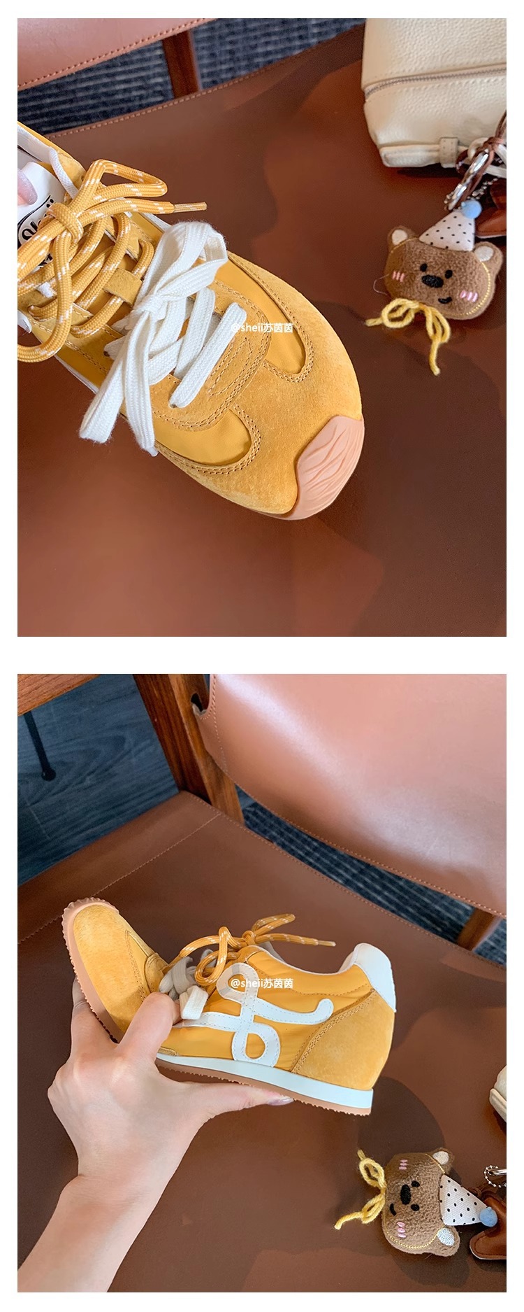 苏茵茵7cm内增高版~复古小歪头鸳鸯鞋带休闲鞋德训鞋女阿甘小白鞋详情15