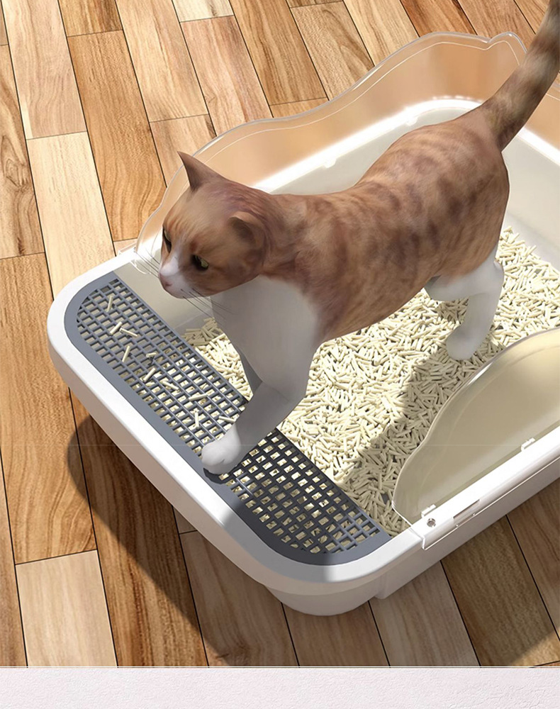 Pet supplies: Extra-large open anti-splash cat toilet, extra-large cat litter box, semi-enclosed cat litter box pic 6