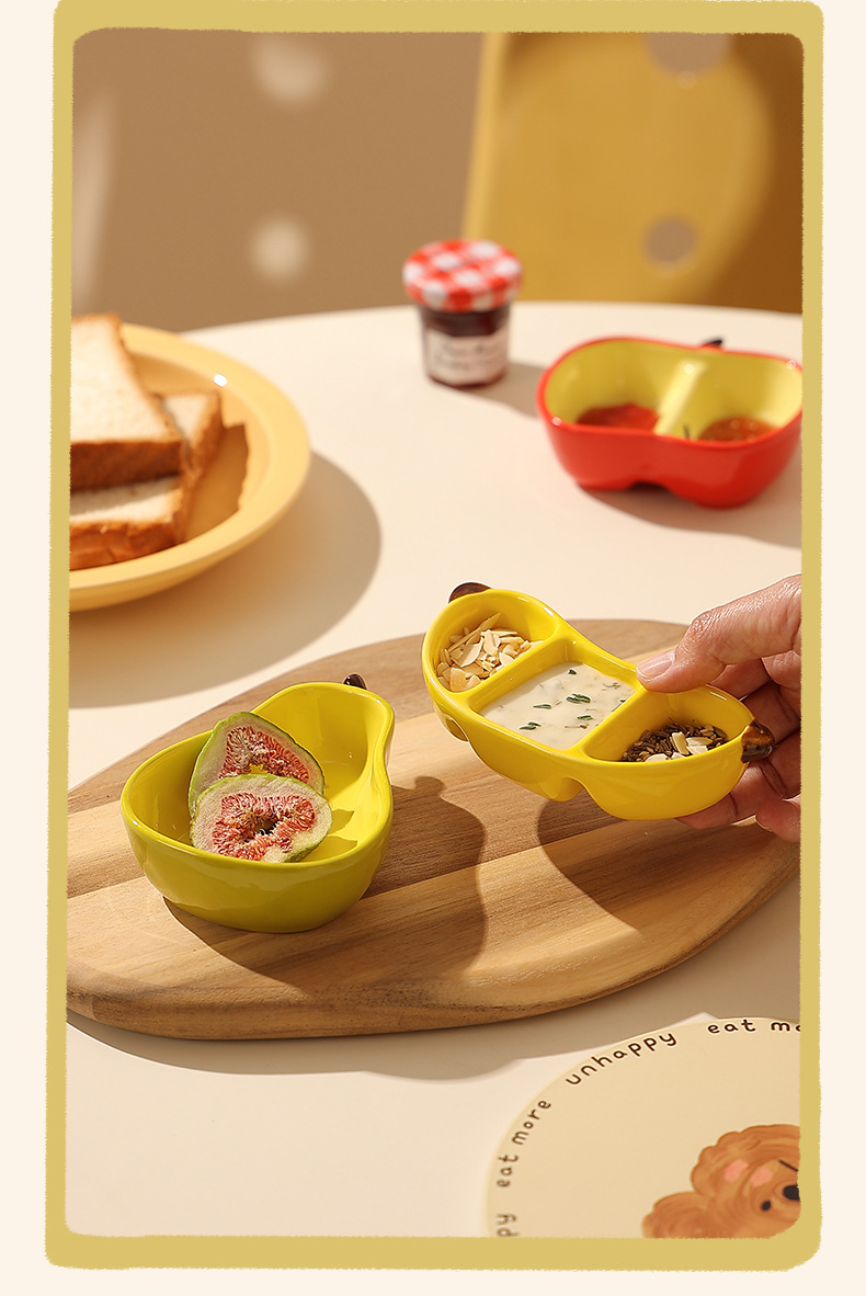 Creative fruit dipping saucers, household ceramic snack saucers, hot pot condiment saucers, vegetable saucers, cute differently styled and flavored saucers pic 40