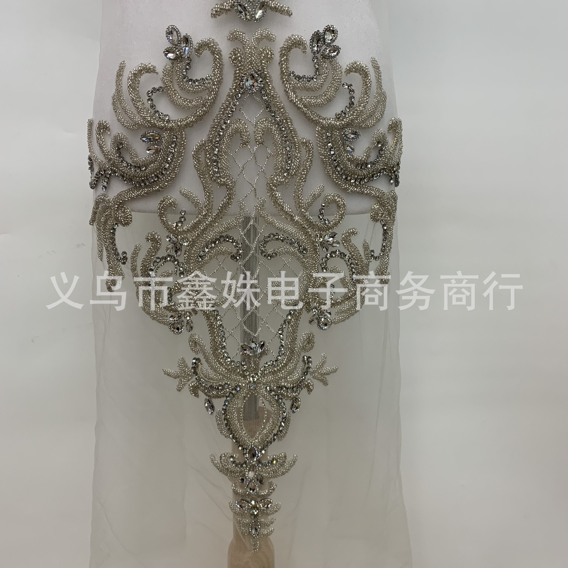 Y-shaped long luxurious hand-stitched beaded luxury wedding dress and evening gown with glass rhinestone cut pieces for clothing accessories pic 4