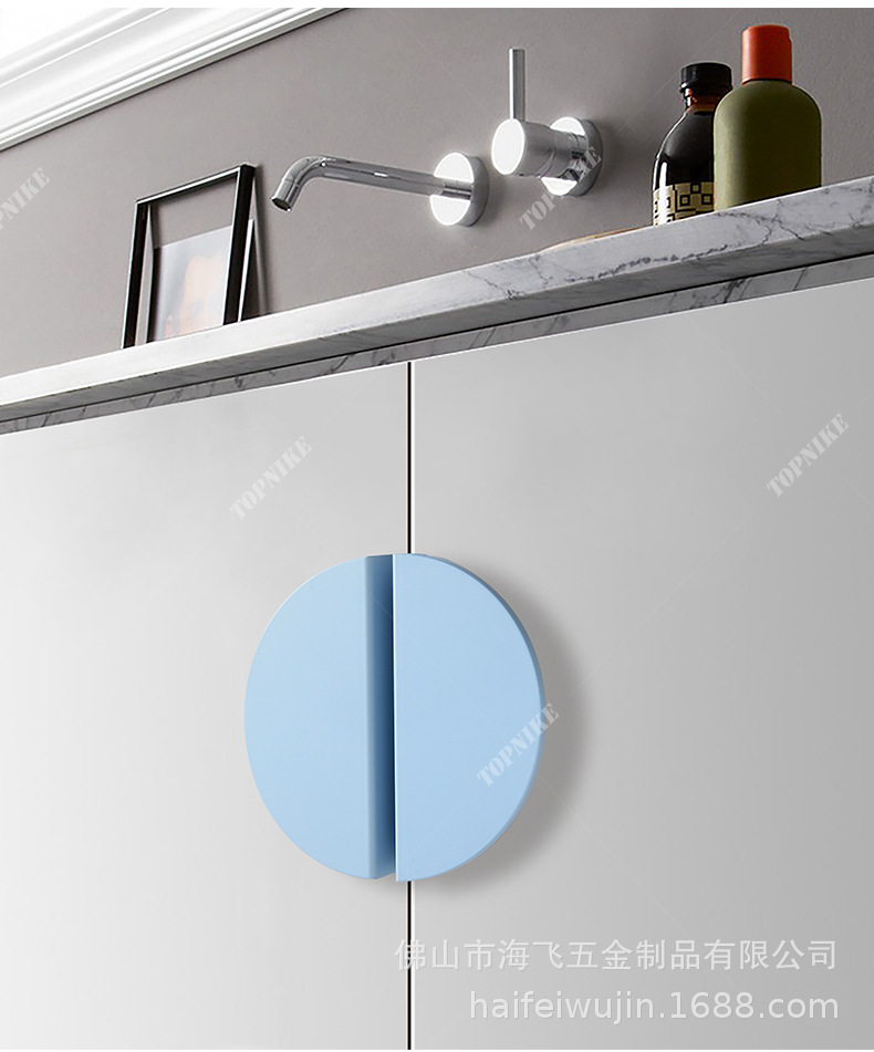 顶耐衣柜门拉手橱柜抽屉把手半圆形北欧法式奶油风儿童房彩色对装详情7
