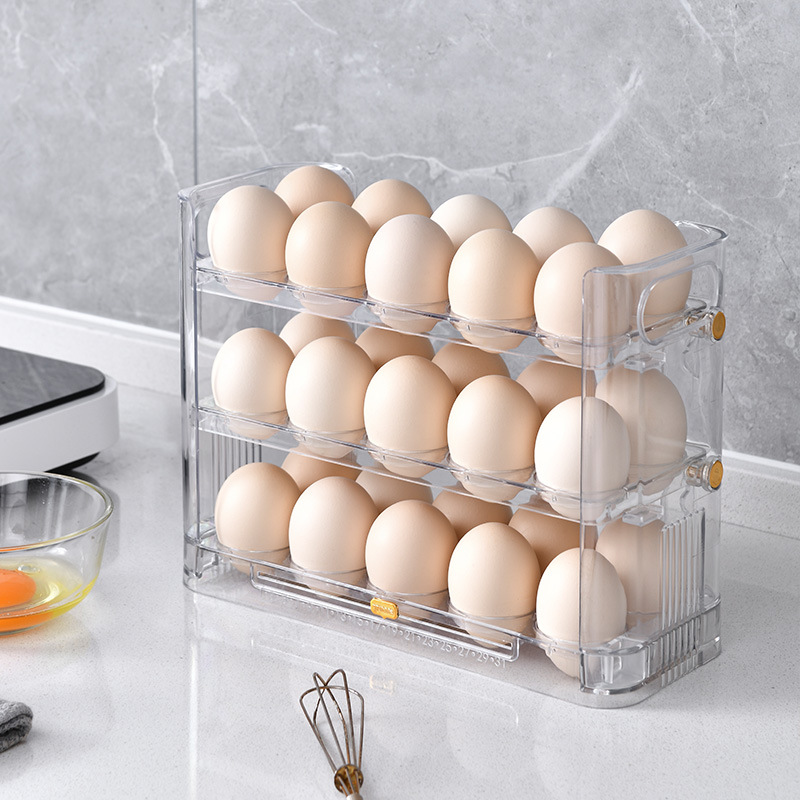 Free shipping: Kitchen egg tray, multi-layer egg rack, refrigerator storage box, storage box, can be flipped three layers, 30 egg boxes pic 20