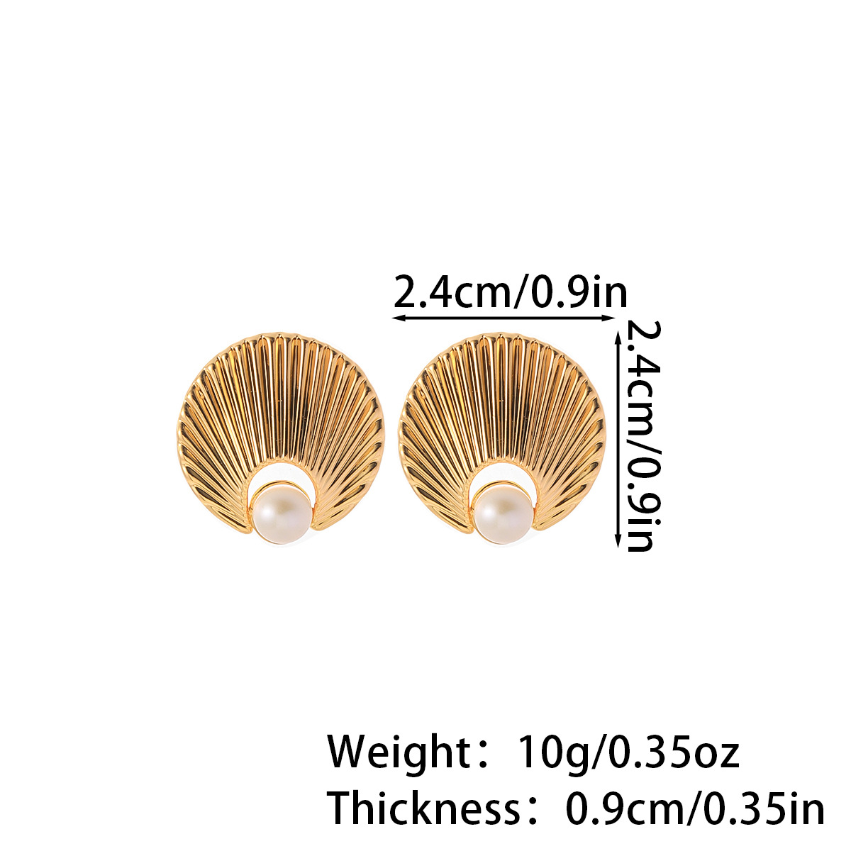 娜莎跨境专供肌理感贝壳状镶嵌淡水珍珠耳钉女法式复古女士耳环详情2