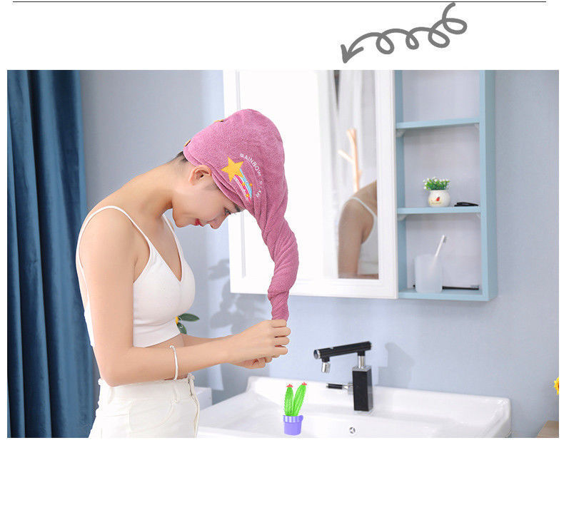 Dry hair cap, super absorbent bath cap, quick-drying hair wash, embroidered towel, hair wrap, thickened for women, long adult hair, headscarf pic 9