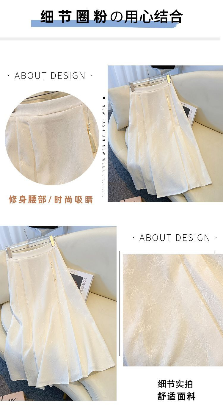 跨境货源时尚新中式提花百褶半身裙国风高腰显瘦马面长裙一件代发国潮详情4