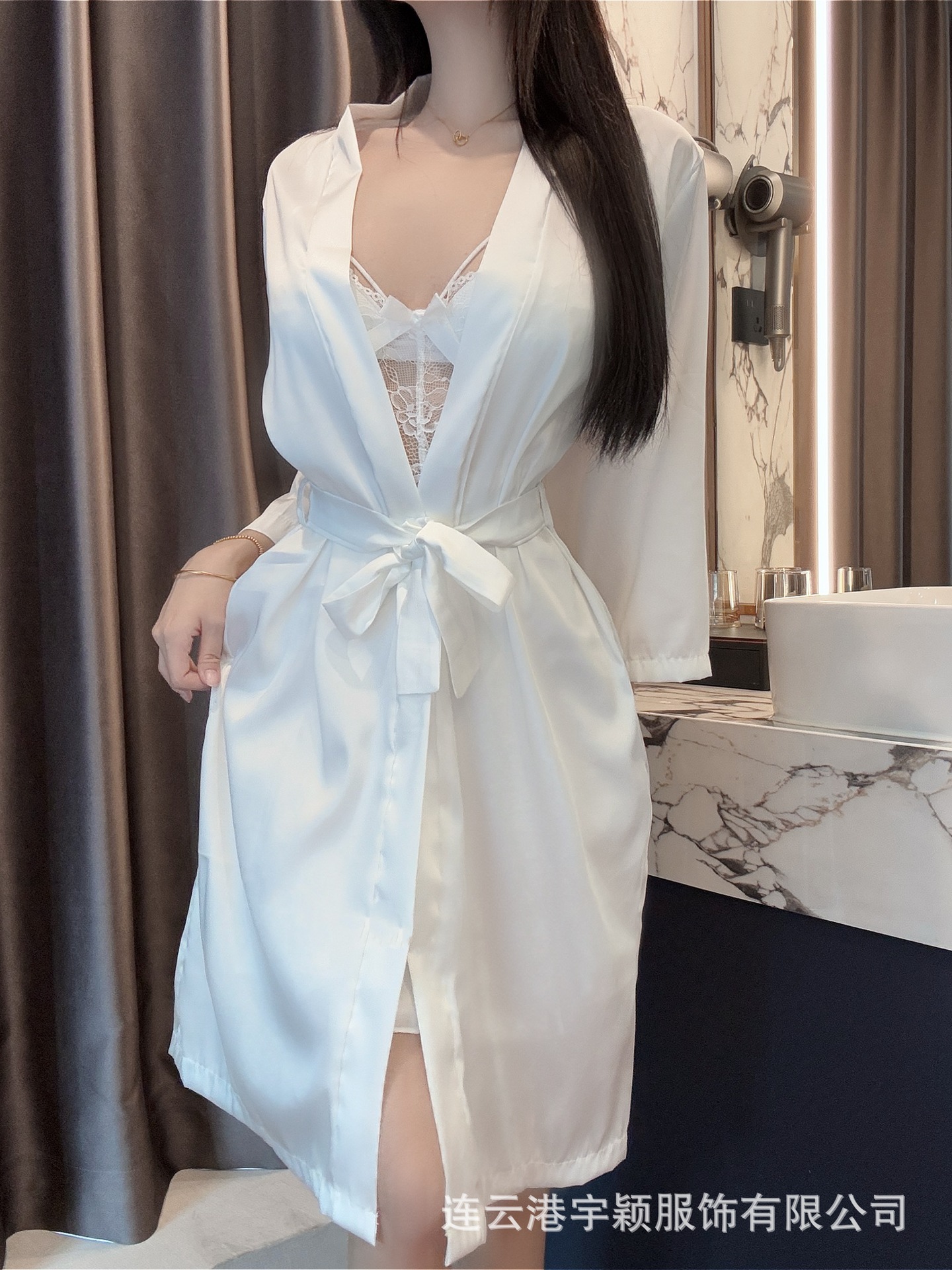 带胸垫女性感睡衣女夏季吊带睡裙蕾丝镂空美背睡衣睡袍两件套装详情18