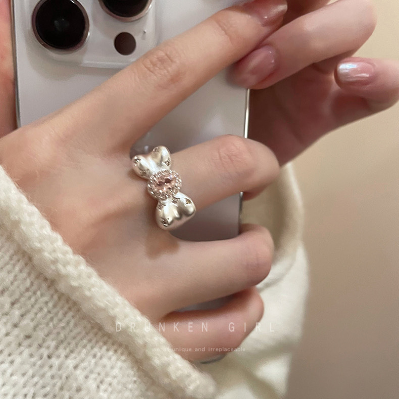 甜心公主~蝴蝶结戒指女2025年新款时尚个性尾戒哑光甜美开口指环详情4