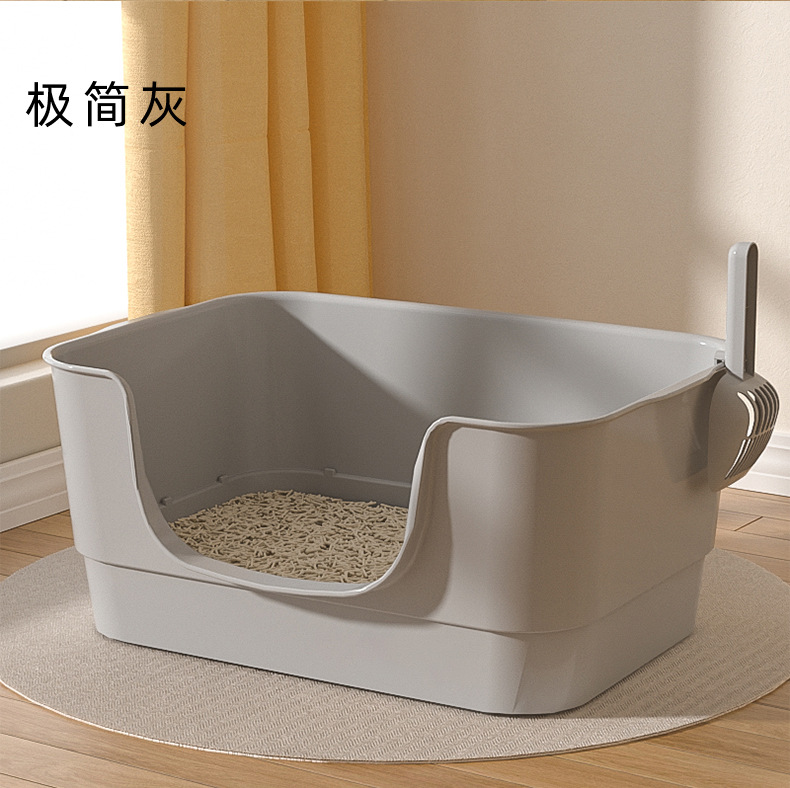 Extra-large open semi-enclosed cat litter box, anti-splash cat litter box, universal cat litter box pic 17