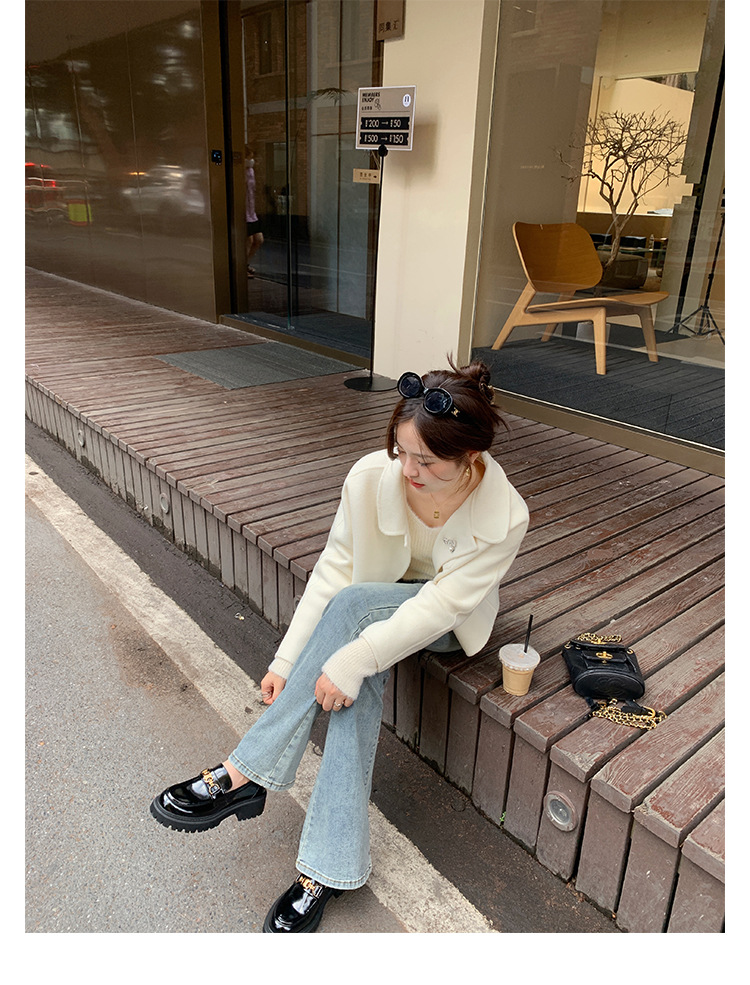 全牛皮~真皮小皮鞋女英伦风乐福鞋2023年新款圆头厚底日常JK单鞋详情32