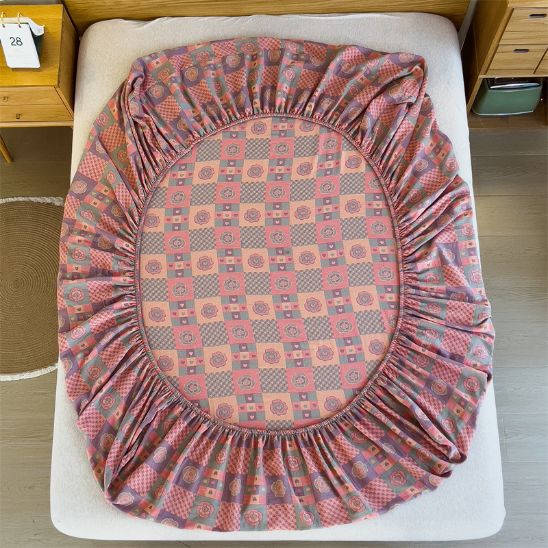 Pure cotton yarn-dyed jacquard double-layer gauze bed cover, single piece of all-cotton gauze mattress protective cover, bedspread, bed cover, single piece of bedding pic 113