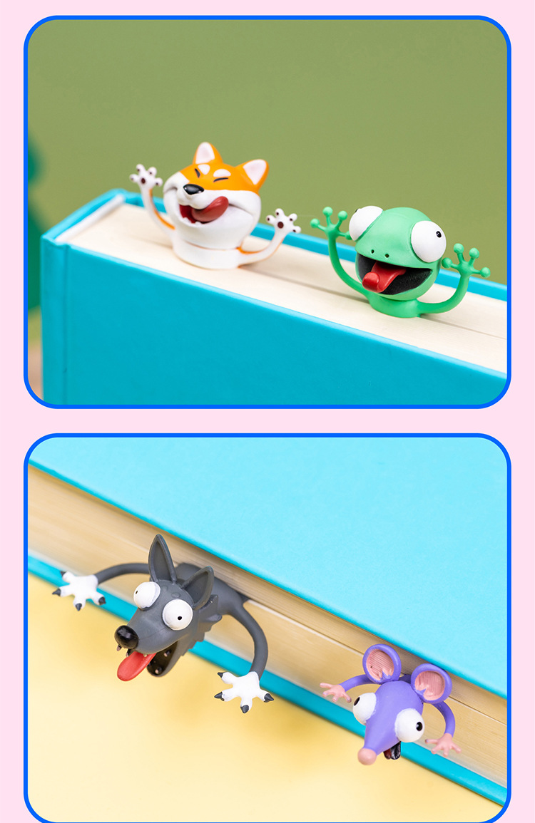 Jiuwumi Orange Text has created 3D animal bookmarks, original PVC creative cultural and creative stationery gifts that are cute and funny pic 10