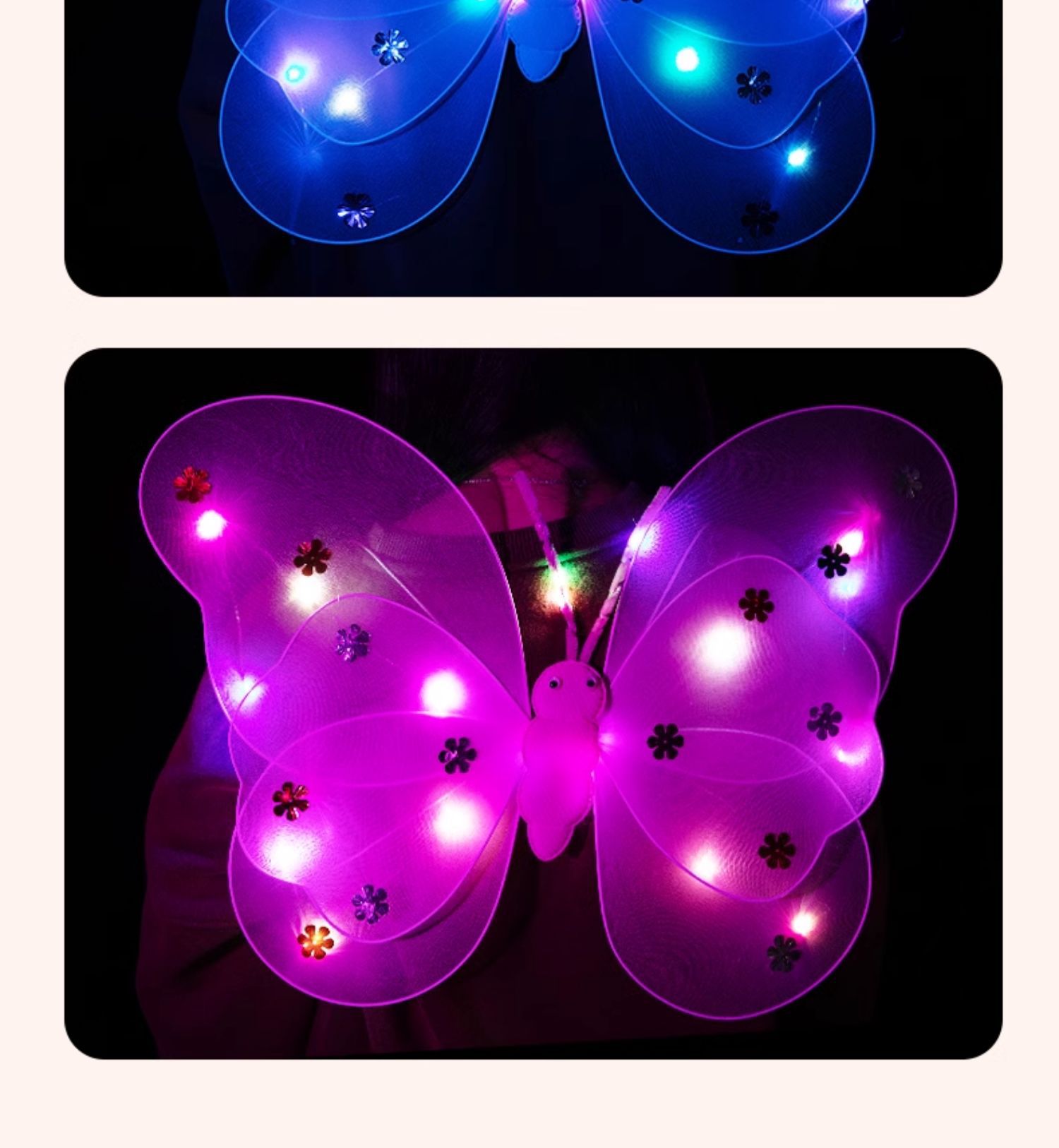 发光蝴蝶翅膀小女孩背饰儿童天使翅膀三件套花仙子魔法棒表演玩具详情12