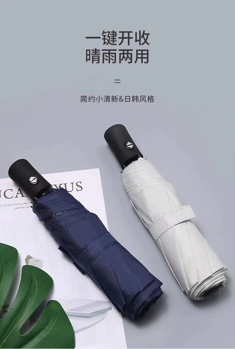 批发UV全自动雨伞大号折叠黑胶防晒太阳伞晴雨两用遮阳伞定广告伞详情2