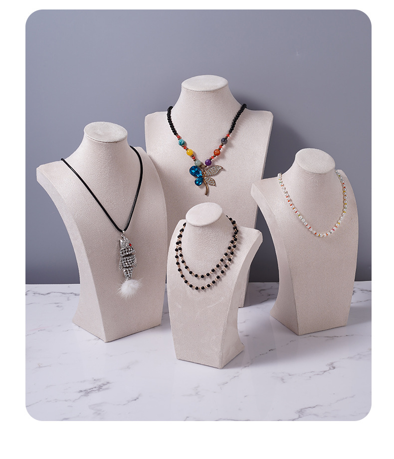 Velvet necklace display stand, portrait model jewelry stand, necklace neck model counter display prop, necklace stand pic 22