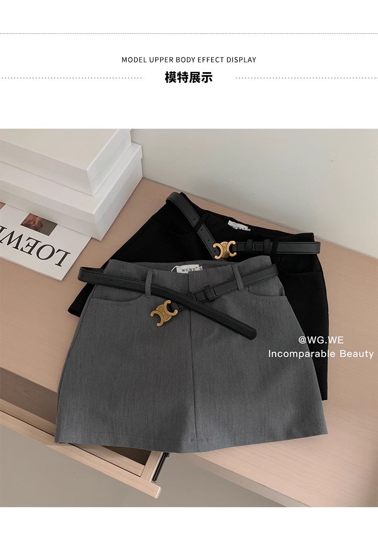 黑色气质西装半身裙女高腰显瘦夏季新款辣妹a字裙防走光休闲短裙详情2