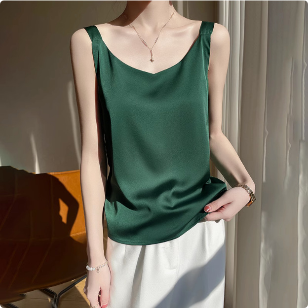 2025年吊带背心女内搭白色美背醋酸仿真丝上衣缎面夏西装仿打底衫详情37