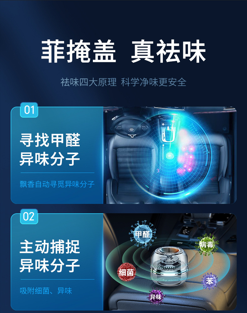 The new solar-powered rotating aromatherapy essential oil car perfume holder from Qihang is a high-end and long-lasting fragrance pic 11