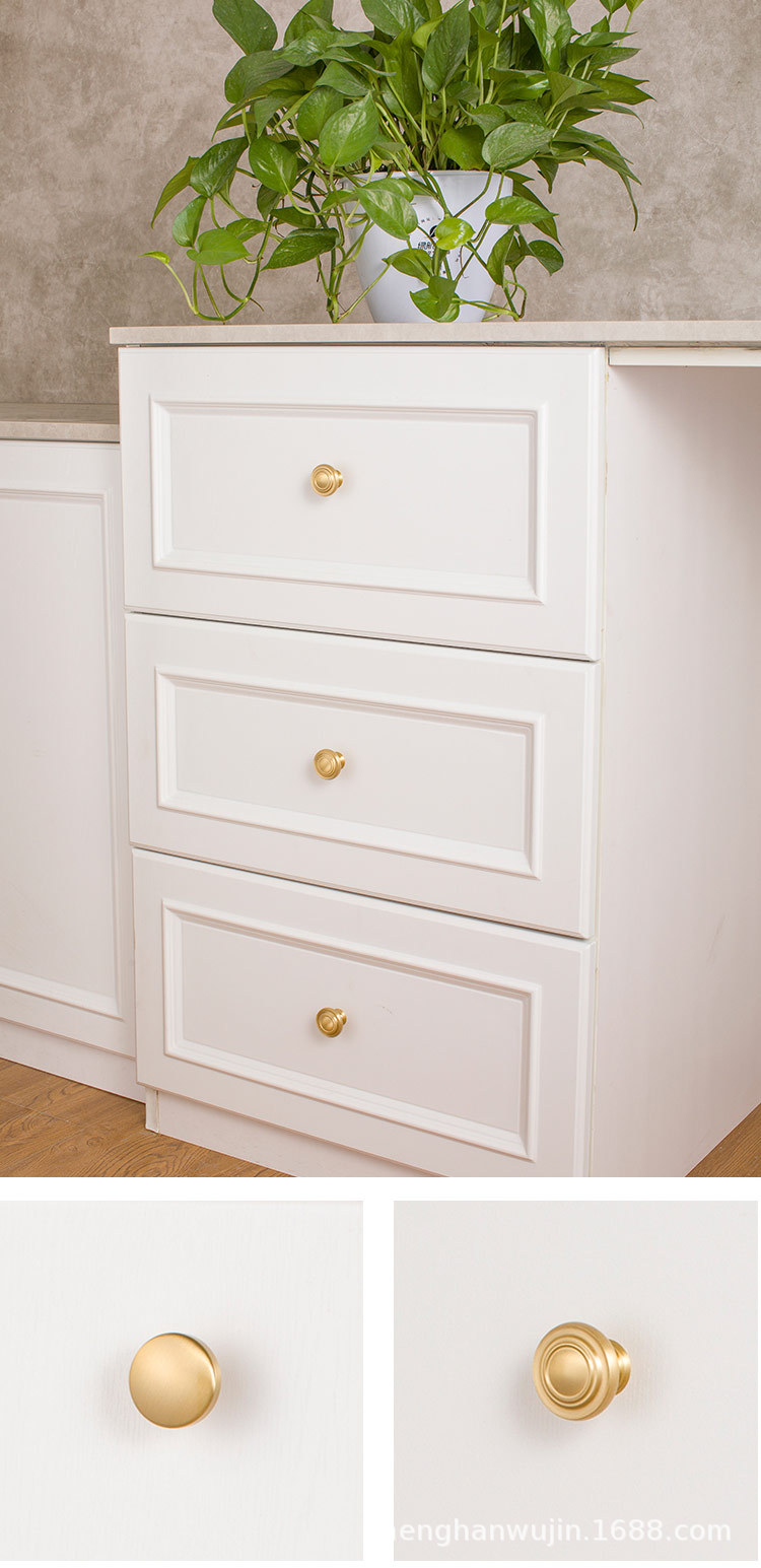 2022新款厂家直供现代简约黄铜门把手橱柜鞋柜衣柜柜门金色铜拉手详情29