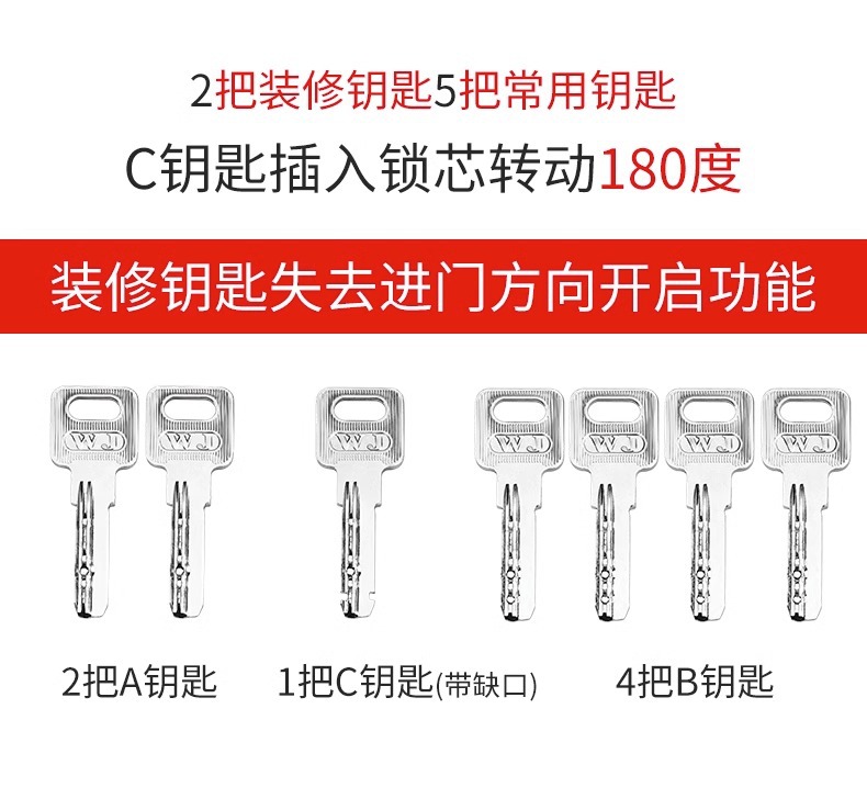 防盗门锁芯全铜ab锁心防撬家用通用型大门锁老式弹子双面全铜锁芯详情14