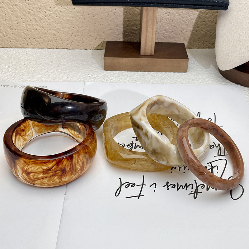 Acetic acid niche irregular acrylic wide-edge bracelet, a retro and high-end vintage bracelet with a unique design for women pic 13