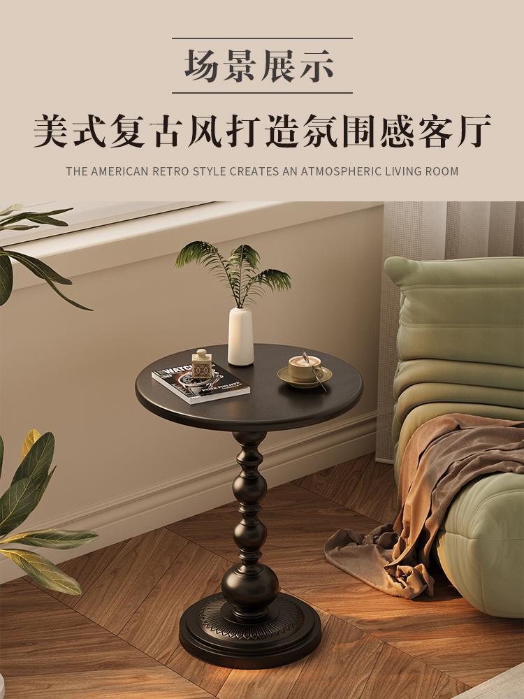 Light luxury sofa side table, living room small coffee table side table, retro corner table, iron headboard for storage, small round table on the balcony pic 8