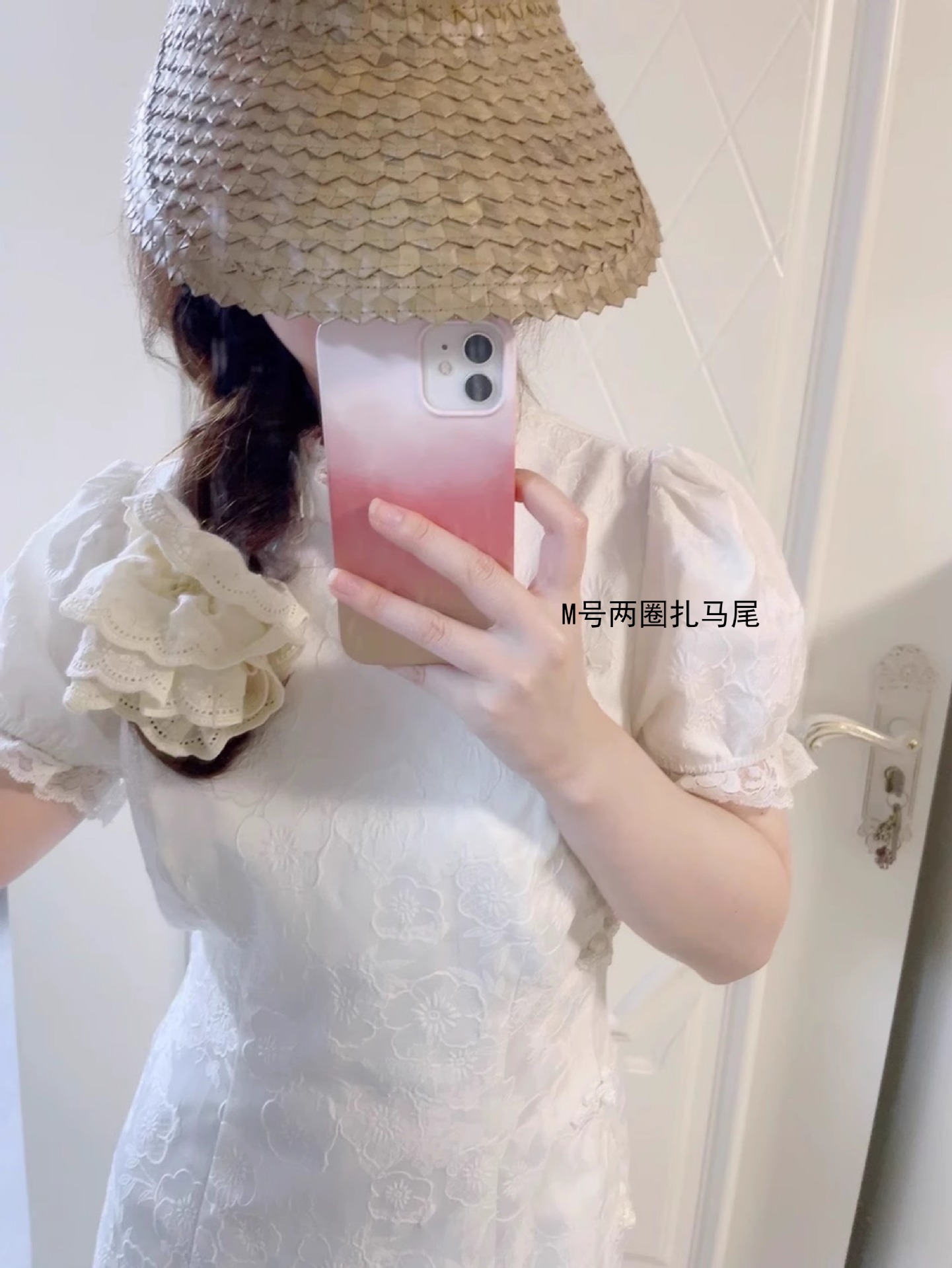 Pinecone retro princess-style French double-layer adjustable heavy industry milk white embroidered lace fluffy hair band pic 20